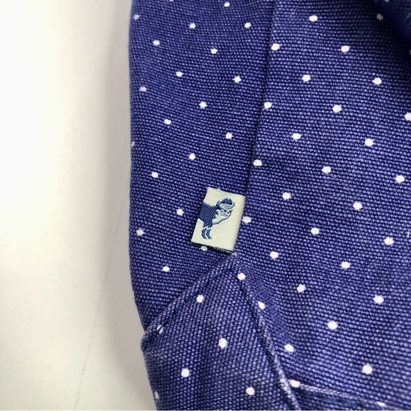 Sloan Ranger Number 1104 canvas zippered tote bag navy blue white polka dots - Picture 7 of 11